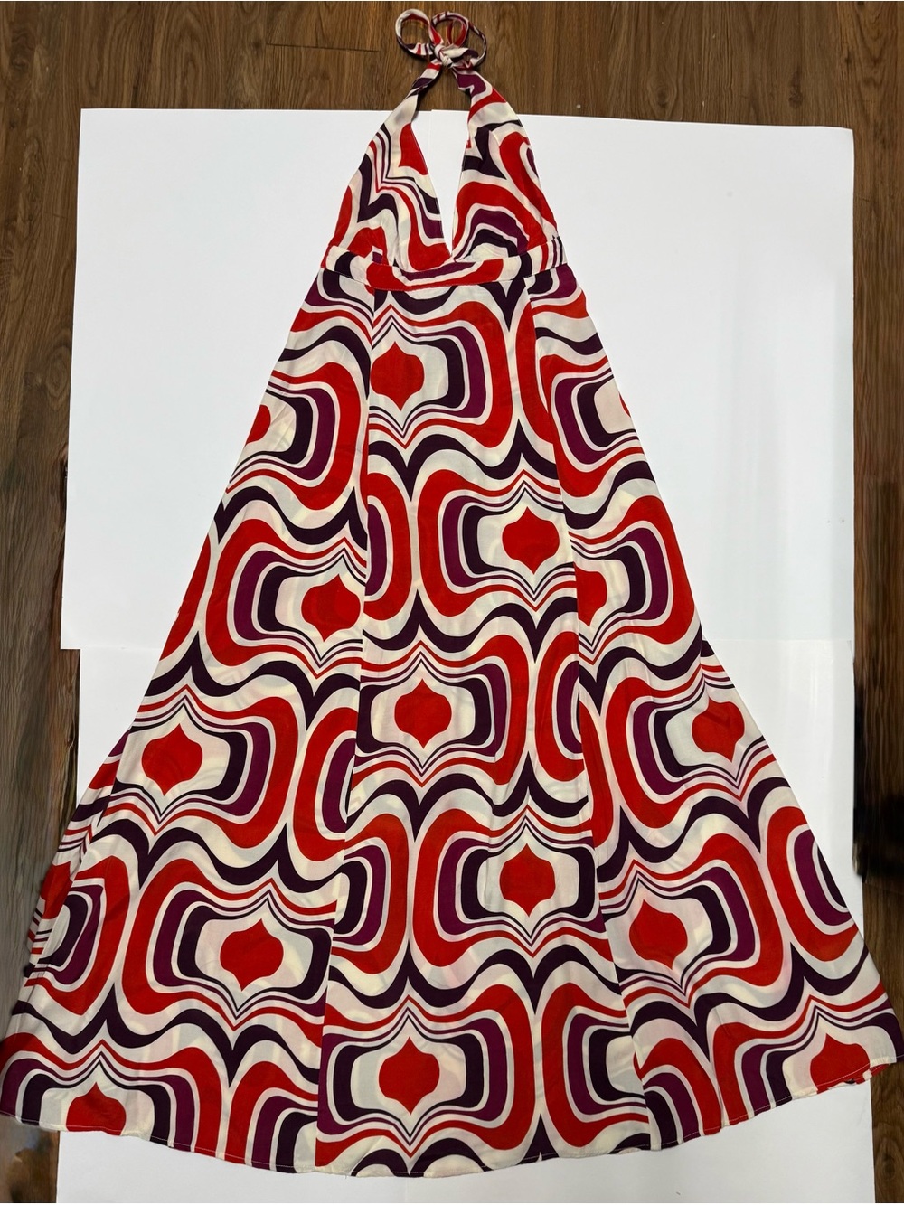 Retro Red & Purple Halter Maxi Dress